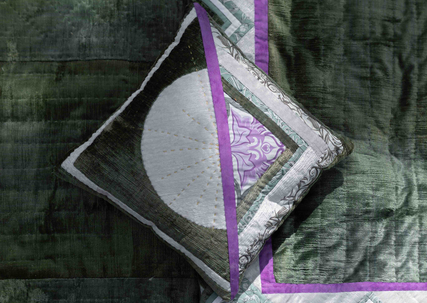 Tengri-Umai silk velvet pillow | patchwork